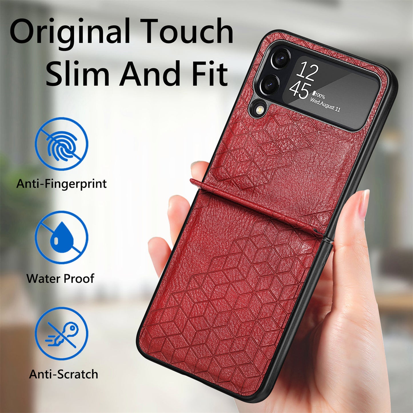 Solid Color Rhombus Leather Pattern Phone Case