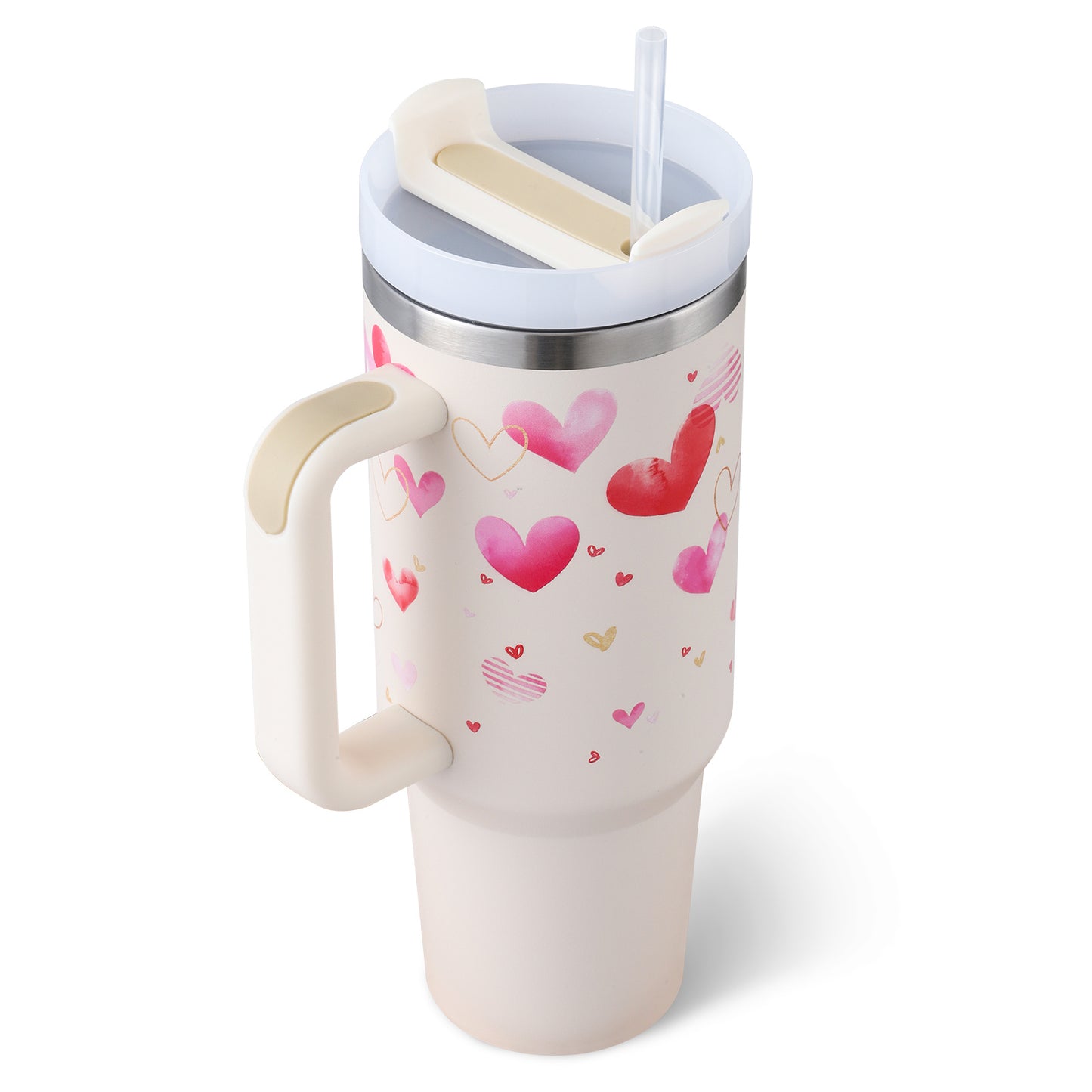 40 Oz Tumbler With Handle Straw, Insulated, and Stainless Steel