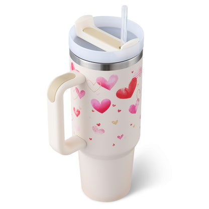 40 Oz Tumbler With Handle Straw, Insulated, and Stainless Steel