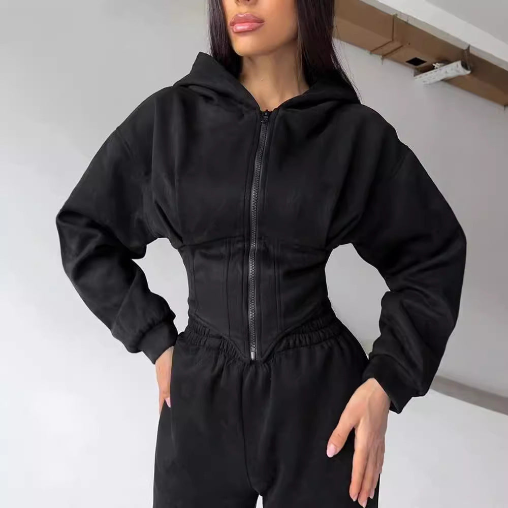 Waist Hooded Sweater Trousers Suit Sports And Leisure