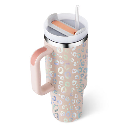 40 Oz Tumbler With Handle Straw, Insulated, and Stainless Steel