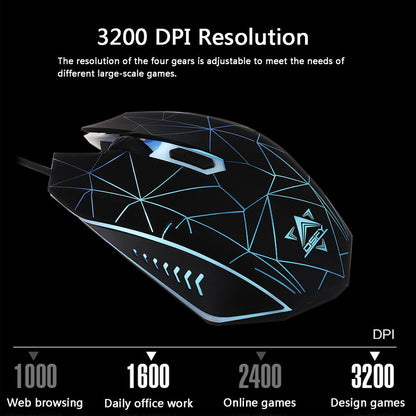 usb desktop wired luminous keyboard and mouse set