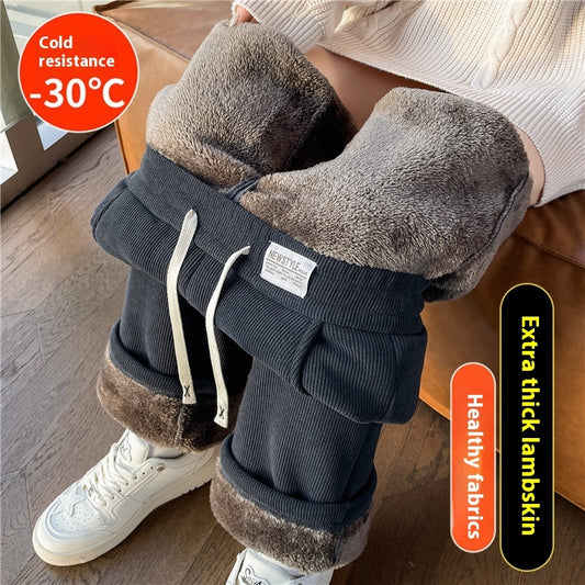 Chenille Fleece-lined Thickening Wide Leg Pants Women's Autumn And Winter