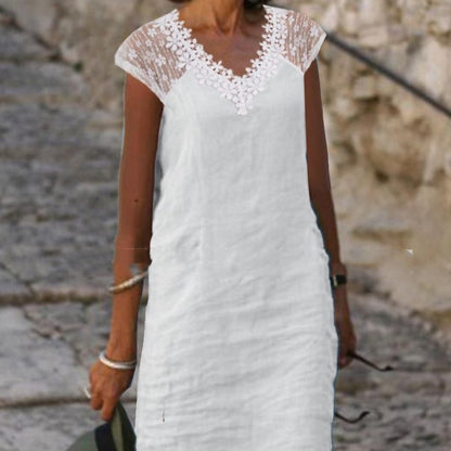 Straight With Elegant Waist V-neck Dress