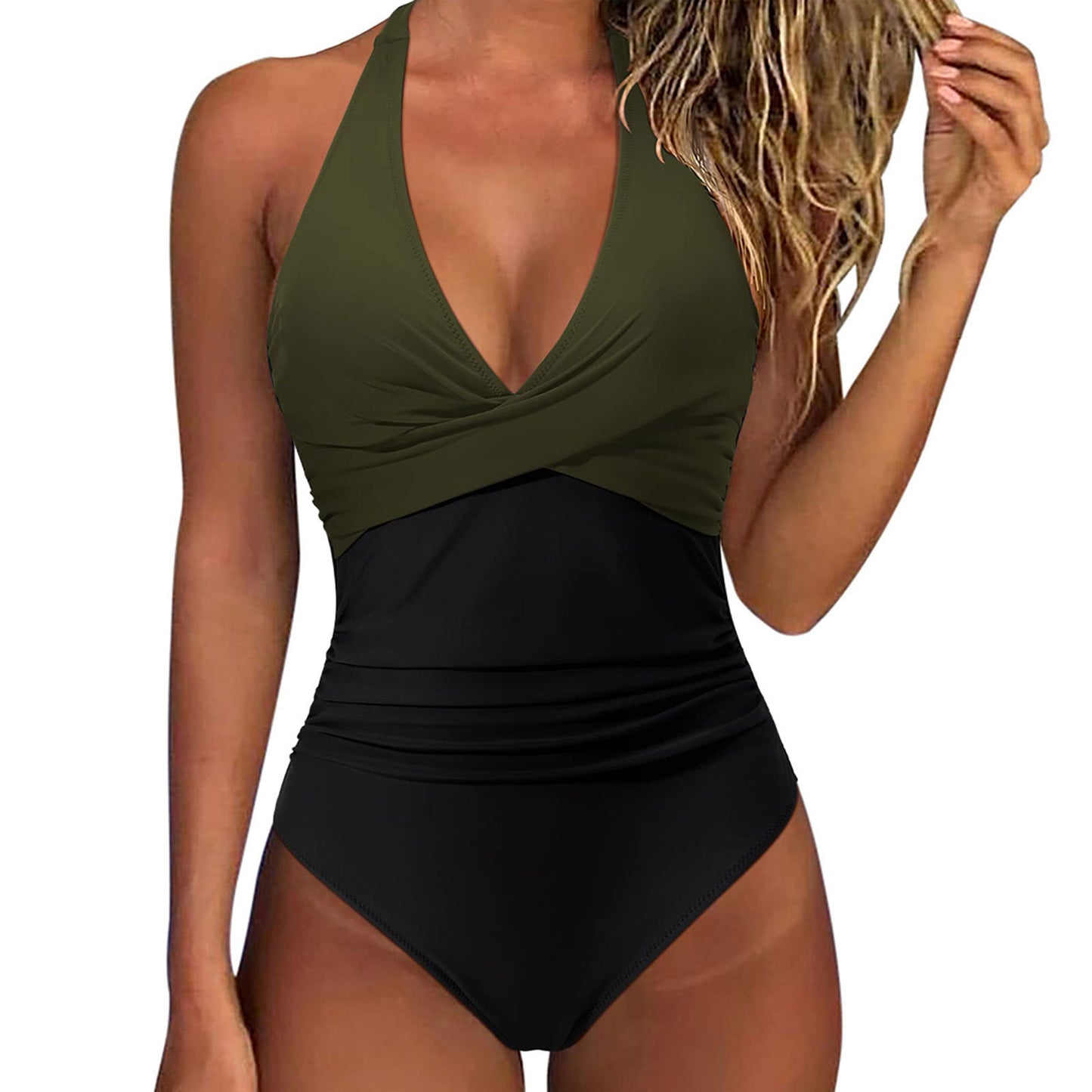Women's Multicolor Backless Lace-up Sexy Siamese Swimsuit