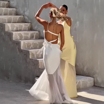 Summer New European And American Diagonal Collar Fashion Temperament Waist-controlled Dress