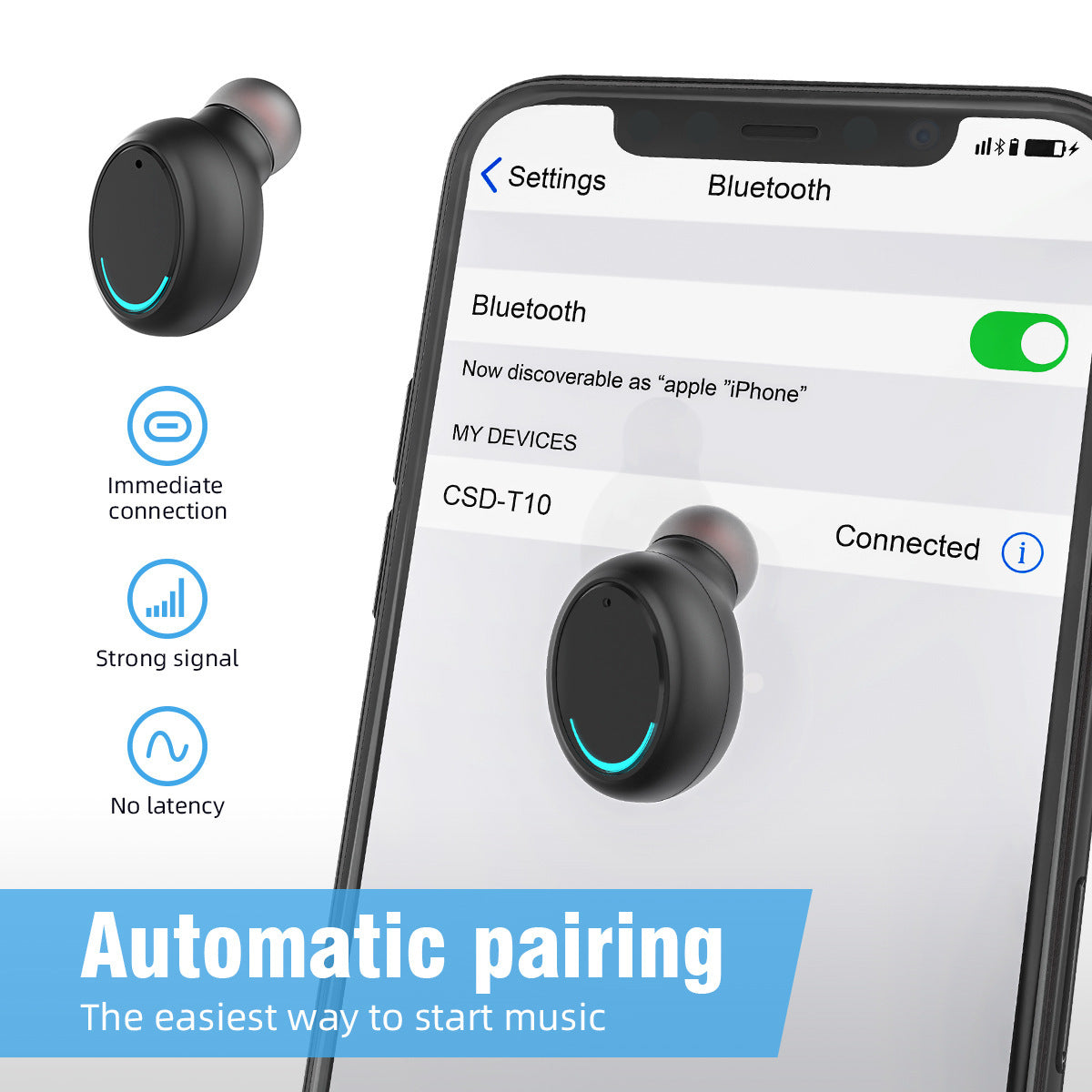 Wireless Digital Display TWS Breathing Light Headset