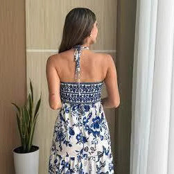 Split Sexy Printed Lace-up Tube Top Dress