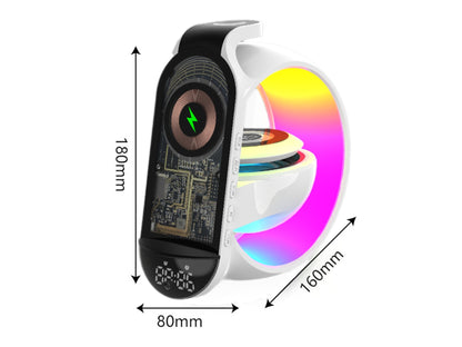 A Bluetooth Speaker Six-in-one Wireless Charger Large G Ambience Light Alarm Clock Microphone Audio