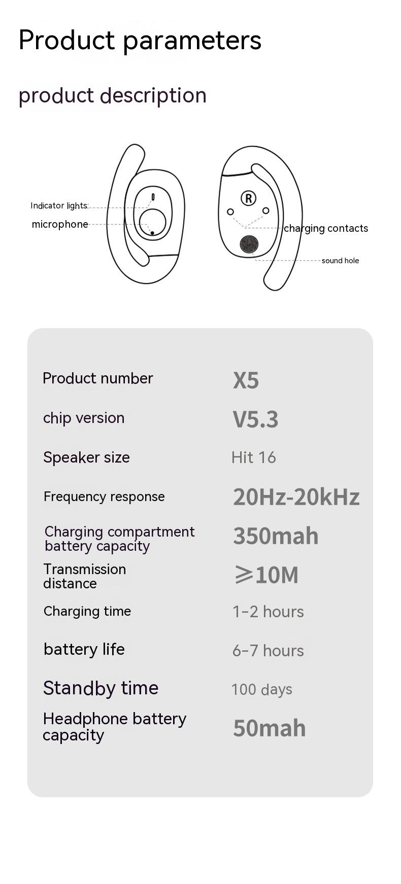 Private Model Ows Bluetooth Headset Sports Ultra-long Life Battery