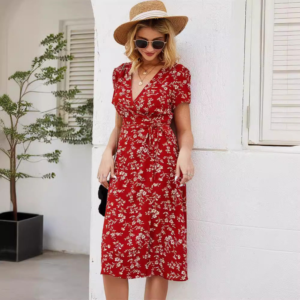 European And American Style Dress Vacation Style Ins Retro Dress Small Floral