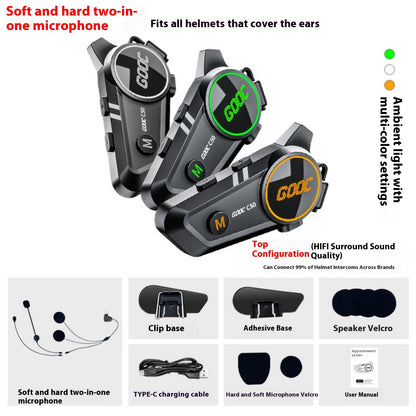 Wireless Full Half Helmet Waterproof Riding Intercom Earphones