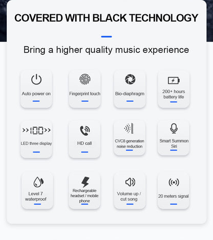 T8 Bluetooth 5.0 headset touch control wireless headset