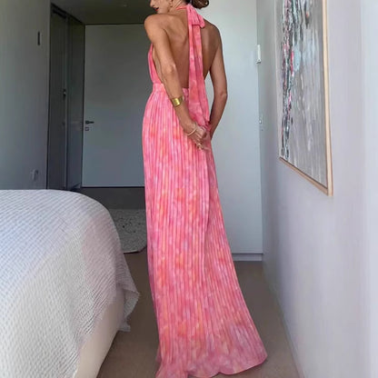 Women's Clothing Sexy Deep V Lace-up Backless Dress