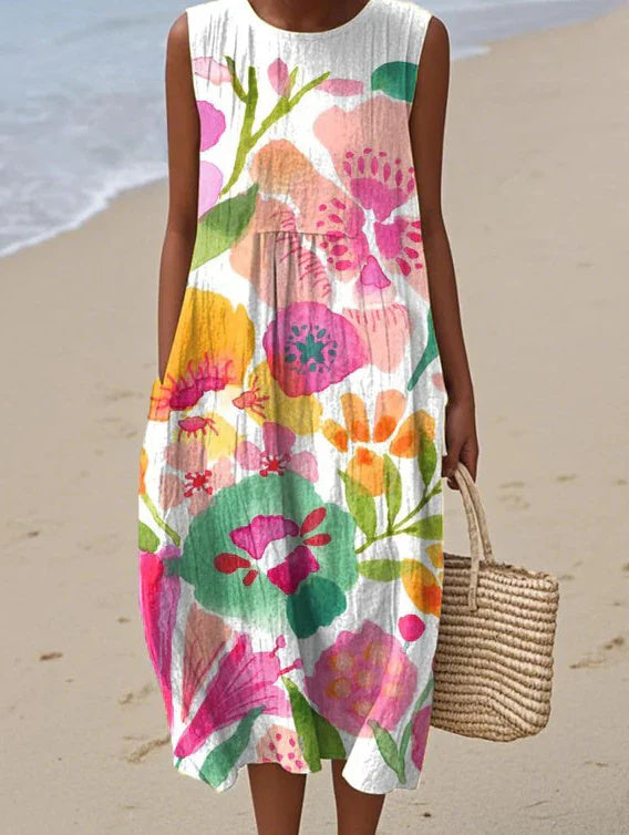 Women's Sleeveless Casual Printed Long Dress