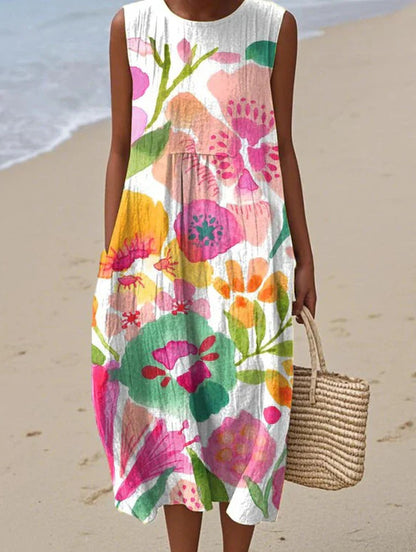 Women's Sleeveless Casual Printed Long Dress