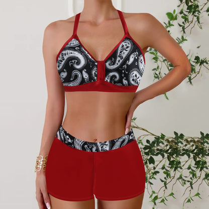 Boxer Conservative Jiyang Sexy Halter Slimming Printed Women's Bikini