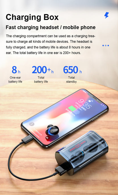 T8 Bluetooth 5.0 headset touch control wireless headset