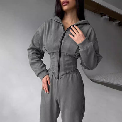 Waist Hooded Sweater Trousers Suit Sports And Leisure