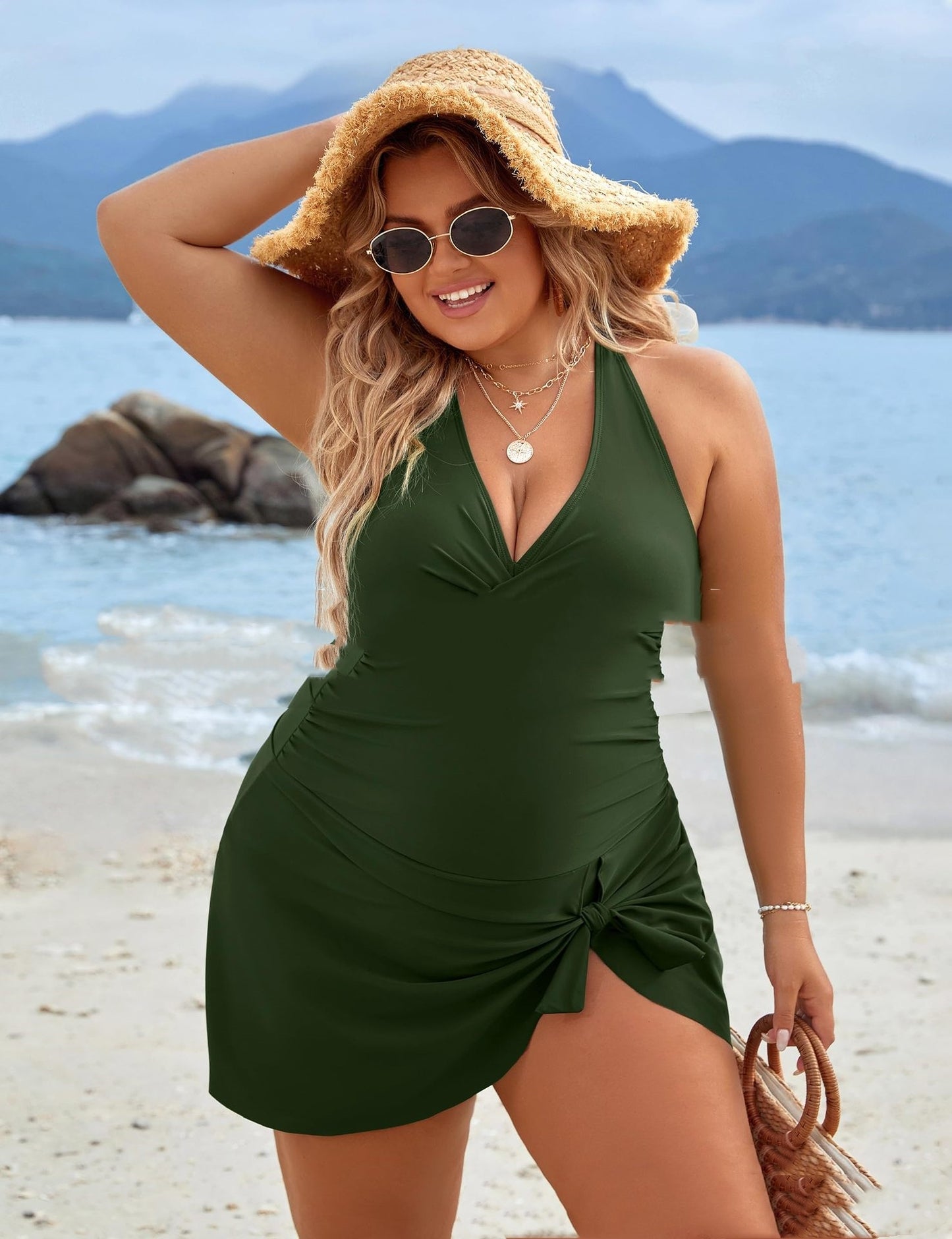 Plus Size Fat Woman Skirt One-piece Swimsuit