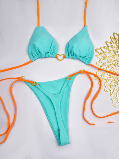 European And American Lace Up Split Swimsuit Set Women's Bikini Swimsuit
