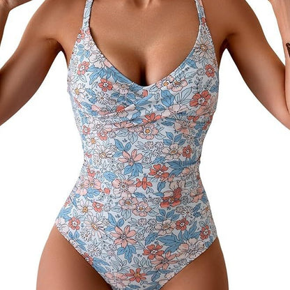 Bikini Sexy Foreign Trade One-piece Swimsuit Female Contrast Color Personality