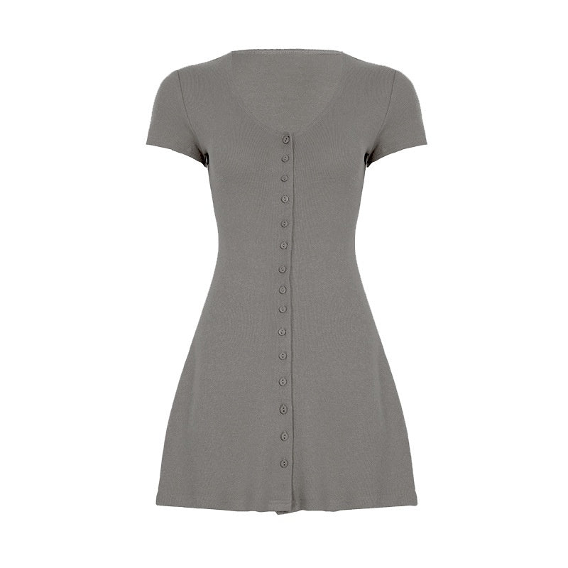 French Romantic Girl Style Base Breasted Knitted Dress