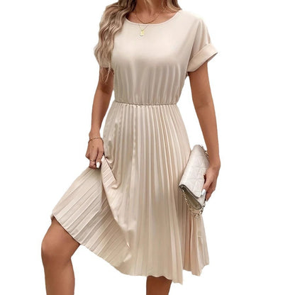 Summer Solid Color Pleated Dress