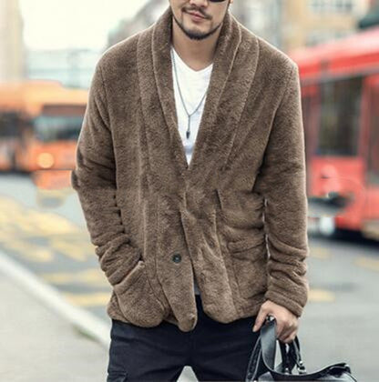 Men's Europe And America Warm Woolen Double Faced Velvet Coat