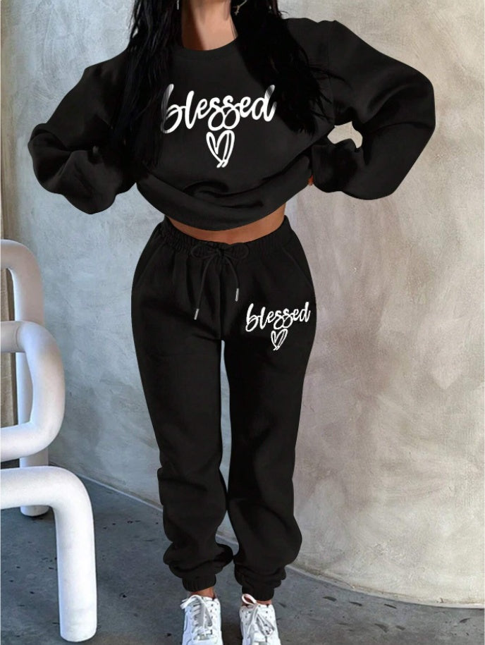 Hoodie Two-Piece Fashion Warm Plus Fleece Round Neck Sweatshirt