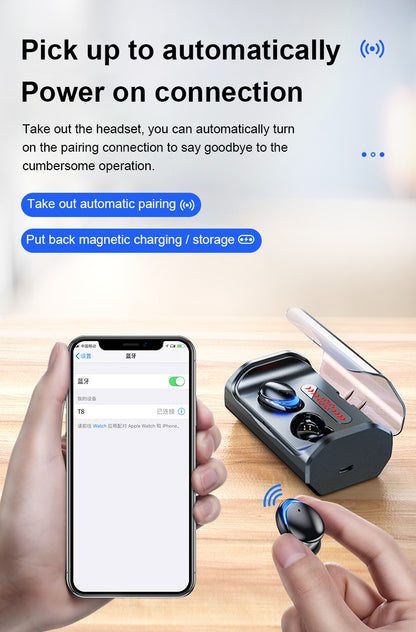 T8 Bluetooth 5.0 headset touch control wireless headset