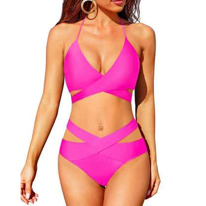 European And American New Women's Split Swimsuit High Waist Bikini