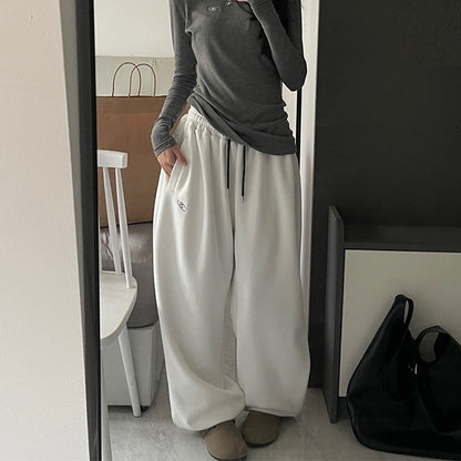 American Winter Fleece-lined Snow Heavy Loose Leggings Mop Lazy Sports Pants