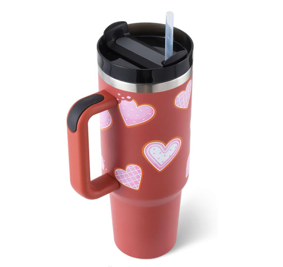 40 Oz Tumbler With Handle Straw, Insulated, and Stainless Steel