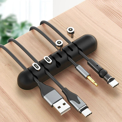 Desktop Silicone Cable Organizer – Multi-Port Charging Cord Holder