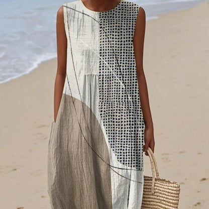 Women's Sleeveless Casual Printed Temperament Dress