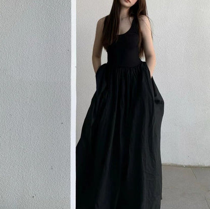 French Style Platycodon Grandiflorum Hepburn Style Little Black Dress Sleeveless Women's