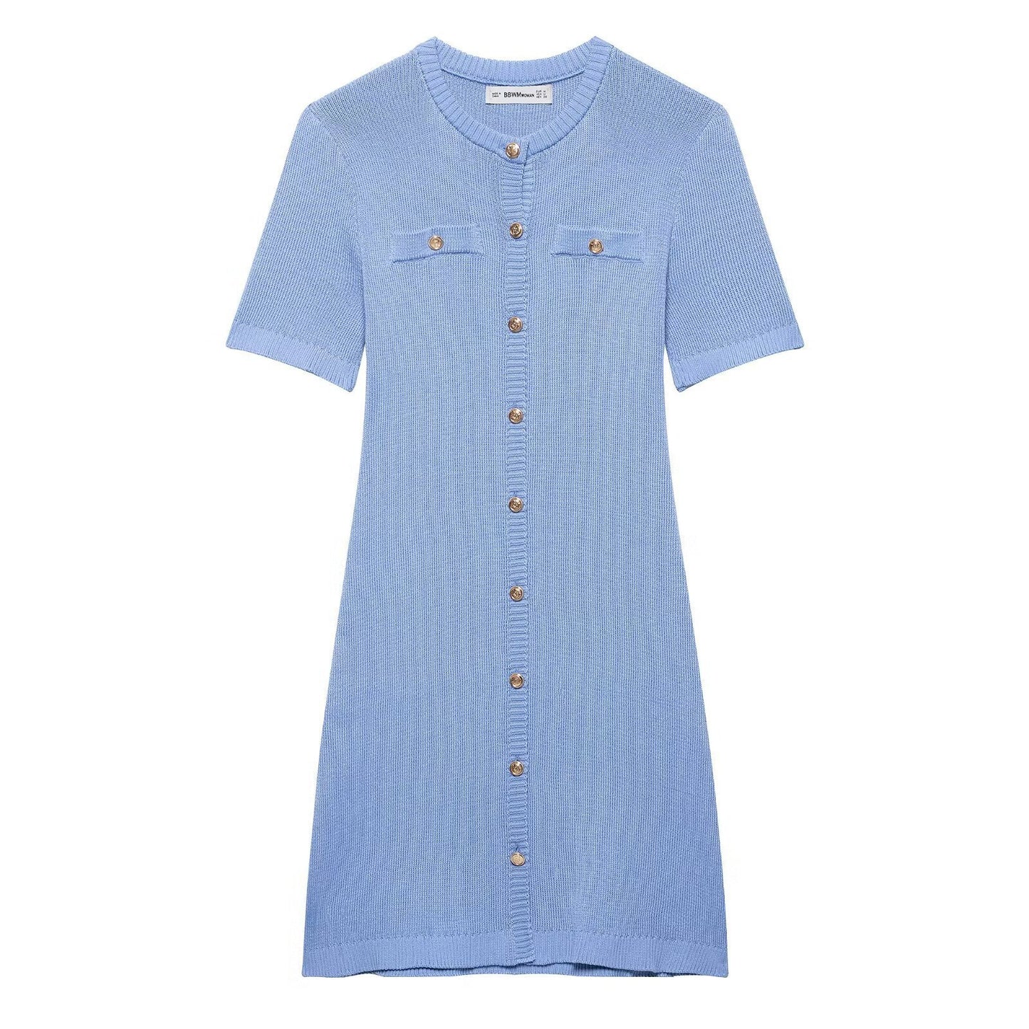 Women's Fashion Front Button Rib Knit Dress