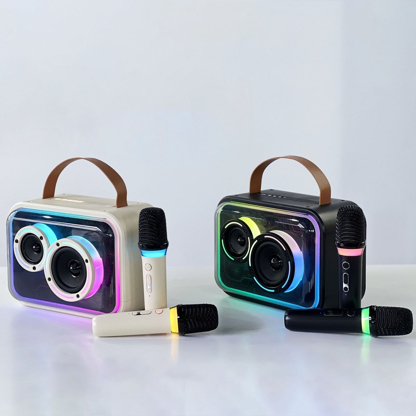 Bluetooth-compatible Speaker Colorful RGB Portable Karaoke Wireless Stereo
