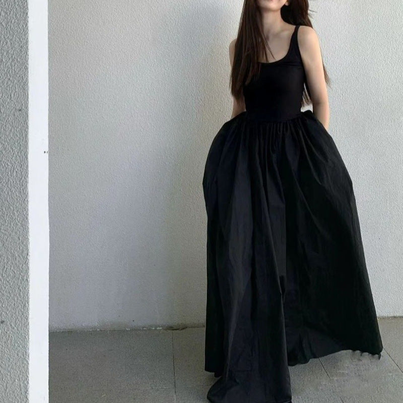 French Style Platycodon Grandiflorum Hepburn Style Little Black Dress Sleeveless Women's