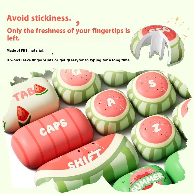 Watermelon Theme Five-sided Sublimation MOG Height PBT Small Steamed Bun Key Cap Mushroom Type