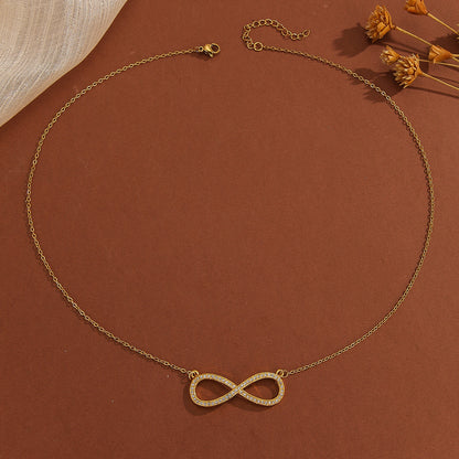 1pcs Simple Exquisite Inlaid Sparkling Diamond Symbol 8,Letter Love Pendant Necklace, Suitable For Women's Daily Wear, A Holiday Gift For Wives And Mothers