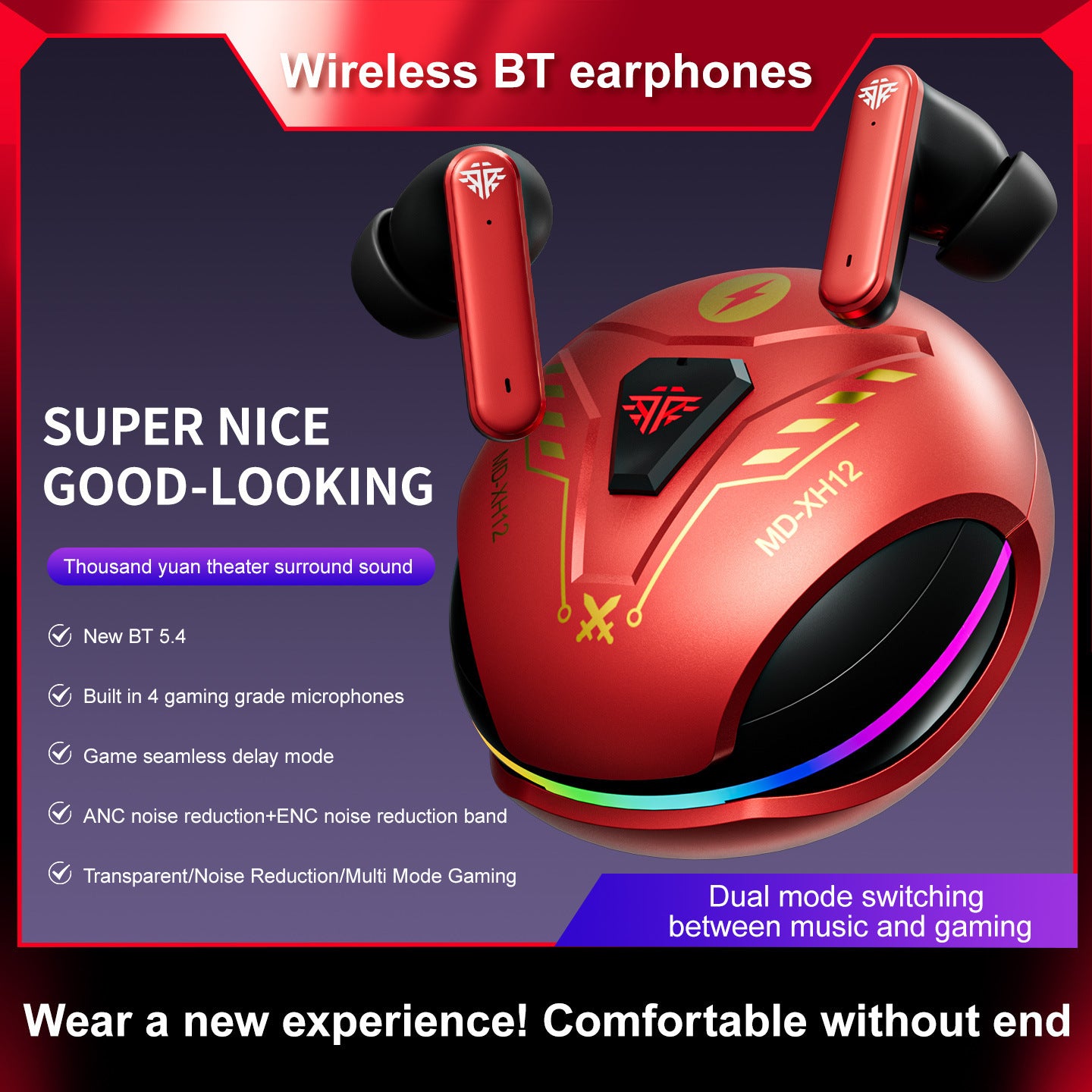 Mecha Game Bluetooth Headset ANC Active Noise Reduction Low Latency HD Call APP Custom Adjustable New