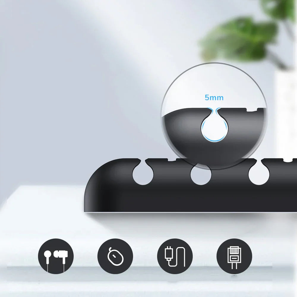 Desktop Silicone Cable Organizer – Multi-Port Charging Cord Holder