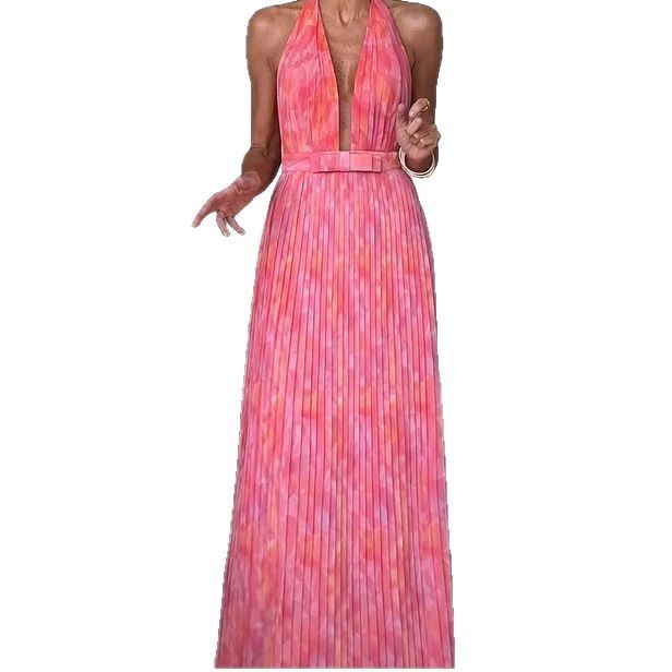 Women's Clothing Sexy Deep V Lace-up Backless Dress