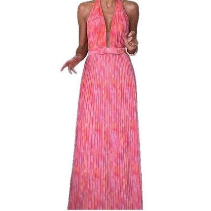 Women's Clothing Sexy Deep V Lace-up Backless Dress