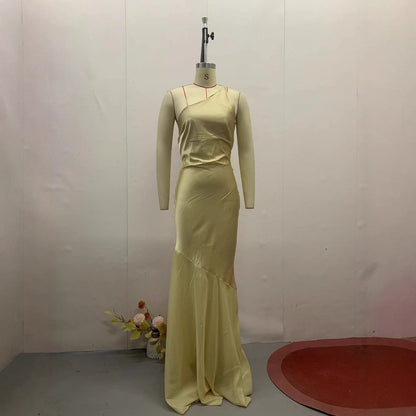 Summer New European And American Diagonal Collar Fashion Temperament Waist-controlled Dress