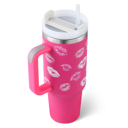40 Oz Tumbler With Handle Straw, Insulated, and Stainless Steel