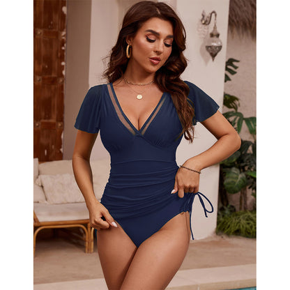 Ladies' Mesh Sexy Lacing Hip Skirt Swimsuit