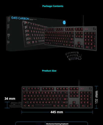 G413 Gaming Electronic Sports Mechanical Keyboard Desktop Backlight 104 Key Metal Panel